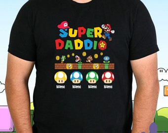 Super Daddio | Father's tee, Mario T-shirt, Super Dad apparel, Graphic Tee, Video Game Apparel