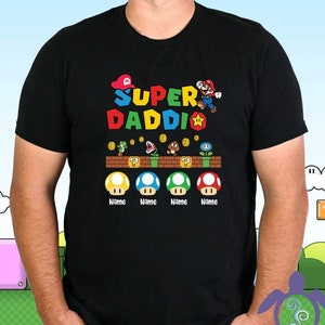 Super Daddio Father's tee, Mario T-shirt, Super Dad apparel, Graphic Tee, Video Game Apparel image 1