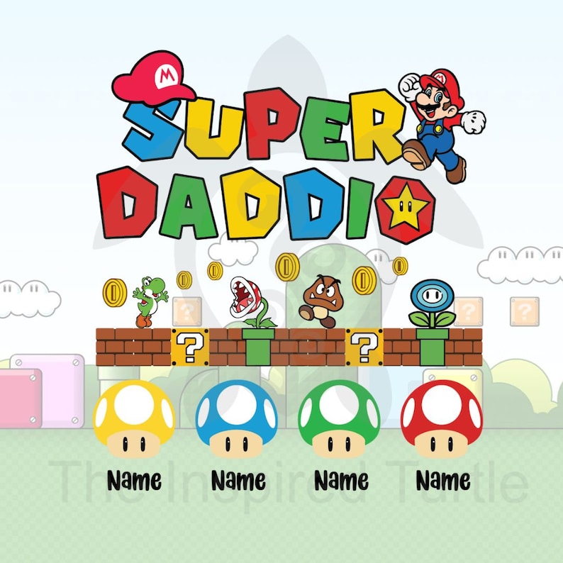 Super Daddio Father's tee, Mario T-shirt, Super Dad apparel, Graphic Tee, Video Game Apparel image 2