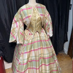 FOR ORDERS ONLY—-Civil war era carriage/walking/day dress Marmee March Gone-w-th-wind gown,undersleeves