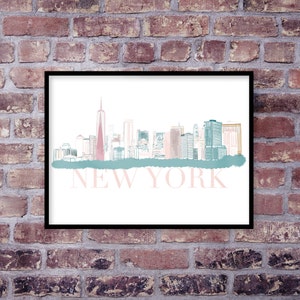New York Skyline, NYC Print, Downtown, Cityscape, Travel Gift, Home Decor - DIGITAL DOWNLOAD