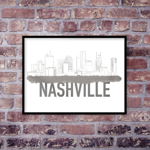 Nashville Tennessee Skyline Nashville Print Downtown - Etsy