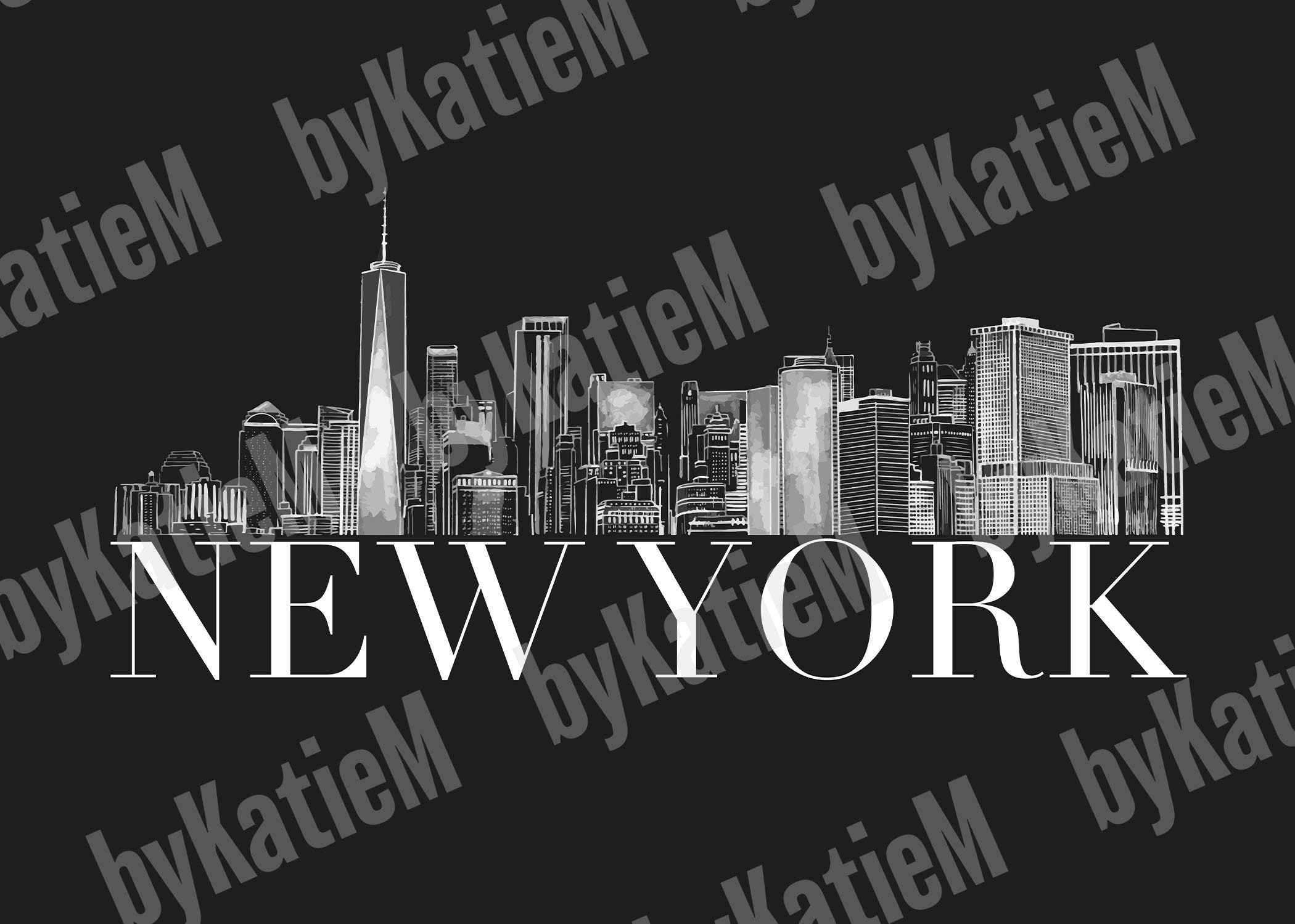 New York Skyline NYC Print Downtown Cityscape Travel Gift Etsy