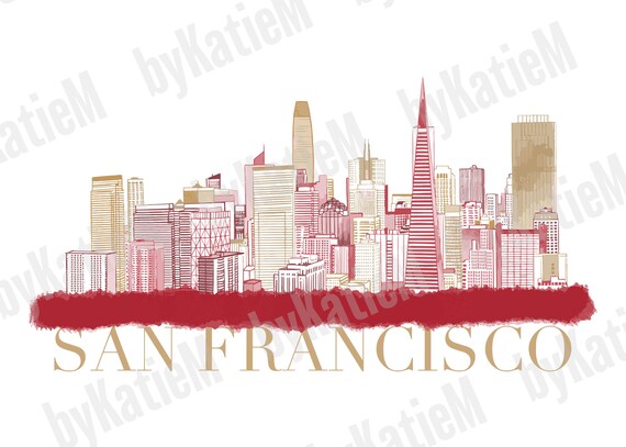 San Francisco Watercolor Skyline T-Shirt | San Fran Gift San Francisco Watercolor Skyline T-Shirt | San Fran Gift