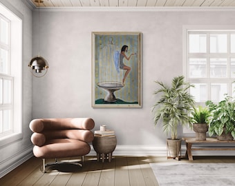 The unlocked cage. Original artwork. Figurative art. Contemporary art.