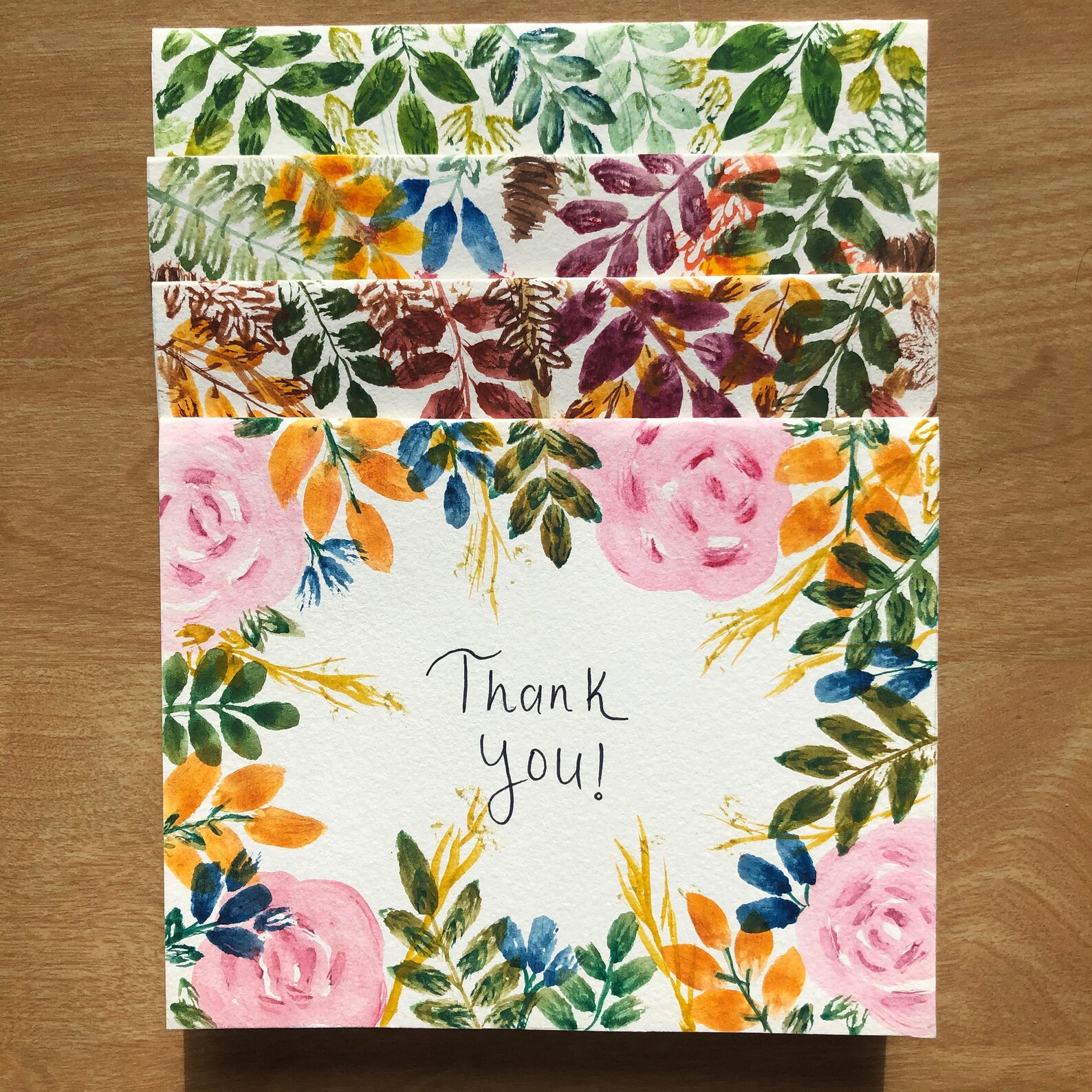 Hand painted Thank You Cards Pack of 4 Etsy