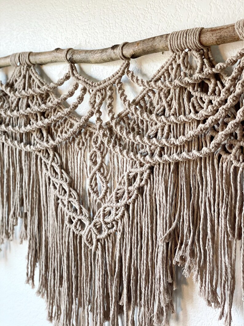 Macrame Wall Hanging Diamond Twist Bohemian Style Brown Etsy