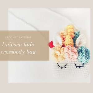 Gehäkelte Einhorn Kinder Umhängetasche MUSTER, PDF Kinder Tasche Kleinkind Tier Geldbörse MUSTER, Einfache Einhorn Häkelanleitung, handgemachtes Geschenk für Mädchen