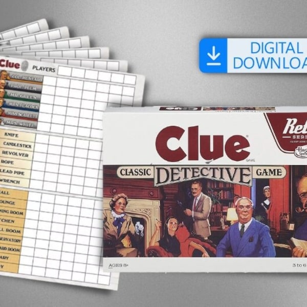 Printable Color Clue Retro scoring cards (4.5 X 6")