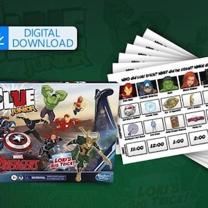 Printable Color Clue Jr. Marvel Avengers scoring cards