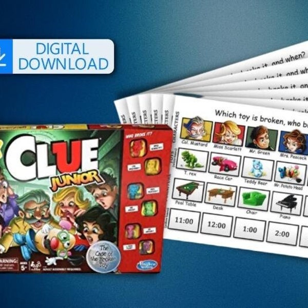 Printable Color Clue Jr. The Case of the Broken Toy scoring cards