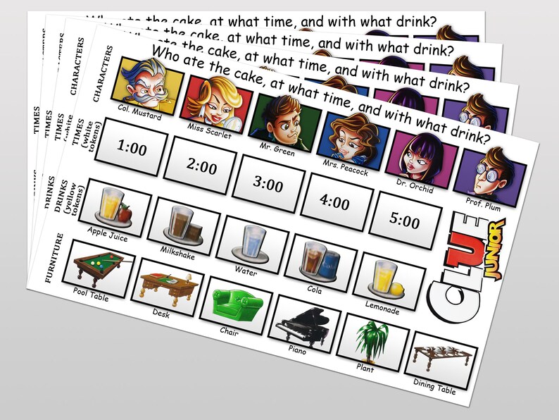 Clue Jr Sheets Printable