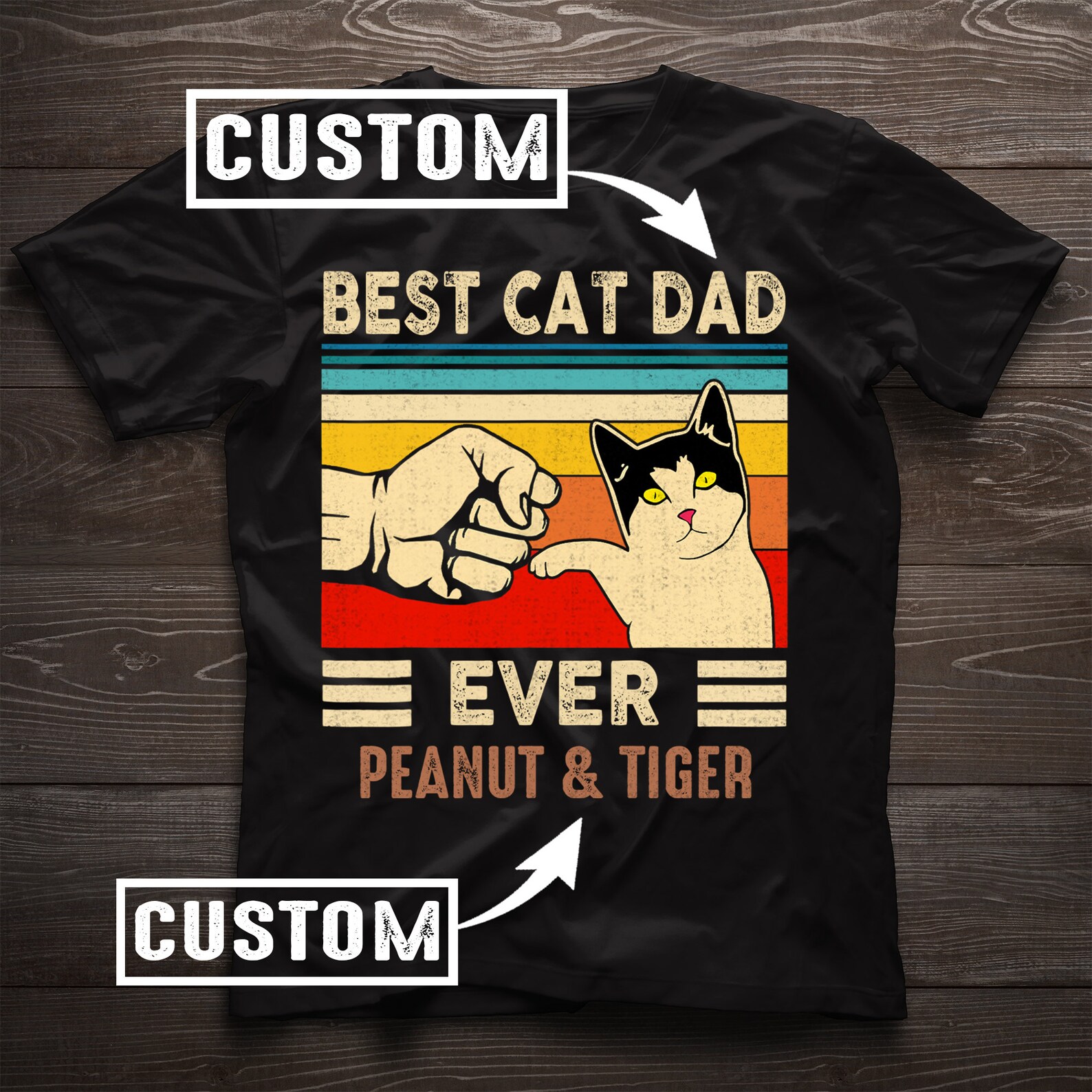 Best Cat Dad Ever t shirt Custom Cat Name TShirt Etsy