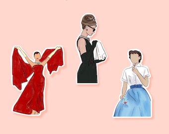 Pegatinas de películas de Audrey Hepburn / Calcomanías hechas a mano