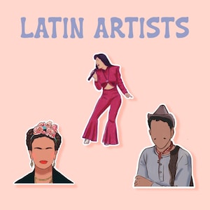 Latin Artist Sticker Set |  Selena, Cantinflas, Frida, Chapulín Colorado, Mexico, Famosos, Water Bottle Stickers
