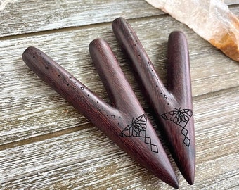 Indigenous Butterfly Spirit Kuripe, Shamanic Tool, Self Applicator, Wood Kuripe, Tamarind Wood Kuripe, Shamanic Pipe
