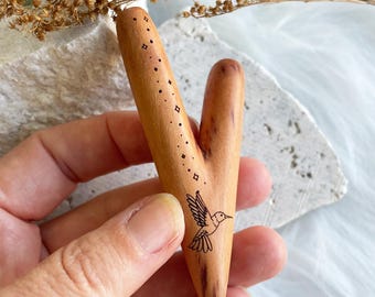 Sawo Kuripe de colibrí indígena, herramienta chamánica, autoaplicador, pipa Hapé