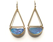 Hygge Earrings w Iridescent Blue Hydrangea Petals Real Flower Jewelry