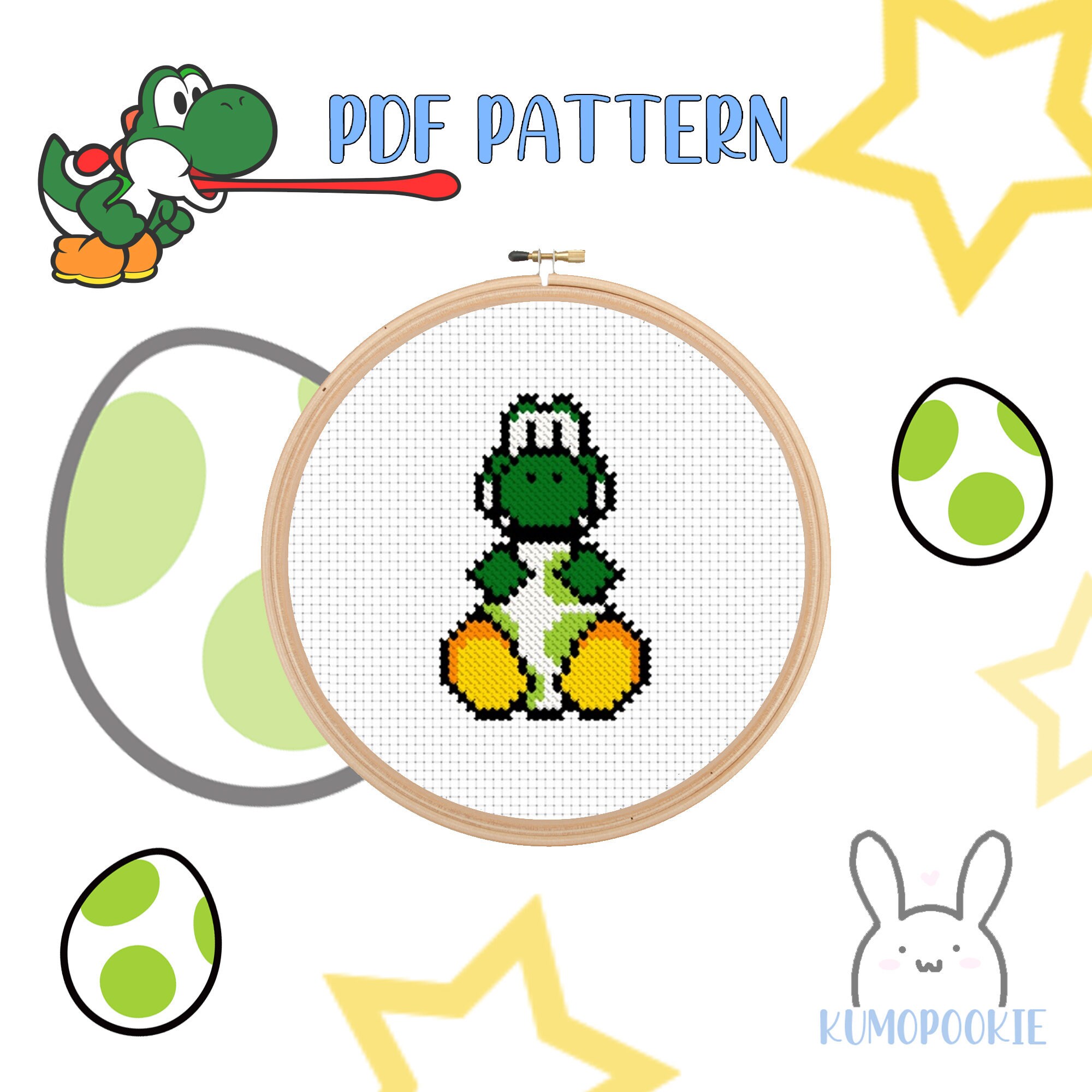 Pattern Easy Yoshi Hugs Egg Cross Stitch Etsy