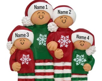Personalized Christmas Ornament Family of 4, Family of Four Personalized Christmas Ornament, Family with 2 kids, Ornament with Names