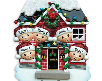 Personalized Christmas Ornament Family of 5, Family of Five Personalized Christmas Ornament, Family with 3 kids, Ornament with Names