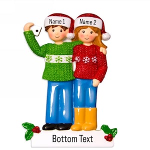 Personalized First Christmas Couple Ornament, Our 1st Christmas Custom Hand Personalized Christmas Gift, Selfie as a Family of 2