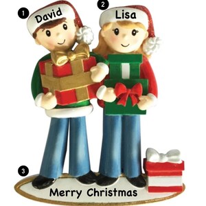 Personalized First Christmas Couple Ornament, Our 1st Christmas Custom Hand Personalized Christmas Gift, Christmas Tree as a Family of 2