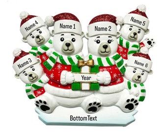 Personalized Christmas Ornament Family of 6, Family of six Personalized Christmas Ornament, Family with 4 kids, Ornament with Names