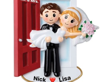 2024 First Christmas Married Ornament, Wedding Couple Threshold Ornament, Personalized Wedding, Newlywed, Just Married - as MR. & MRS. Gift