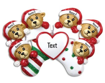 2024 Personalized Christmas Ornament Family of 6, Family of six Personalized Christmas Ornament, Family with 4 kids, Ornament with Names