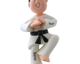 Personalized Karate Boy Ornament, Taekwondo Gift for Him, Custom Karate Gifts For Boys Kid Ornament, Martial Art Kickboxing / Jiu Jitsu