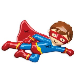 Personalized superhero Christmas Ornament, superboy hero cape Ornament
