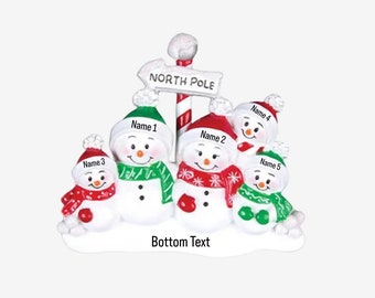 Personalized Christmas Ornament Family of 5, Family of Five Personalized Christmas Ornament, Family with 3 kids, Ornament with Names