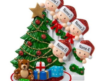 Personalized Christmas Ornament Family of 5, Family of Five Personalized Christmas Ornament, Family with 3 kids, Ornament with Names