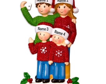 Personalized Christmas Ornament Family of 4, Family of Four Personalized Christmas Ornament, Family with 2 kids, Ornament with Names