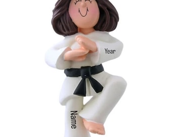 Personalized Karate Girl Ornament, Taekwondo Gift for Her, Custom Karate Gifts For Girls Kid Ornament, Martial Art Kickboxing / Jiu Jitsu