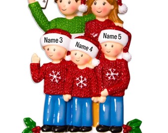 Personalized Christmas Ornament Family of 5, Family of Five Personalized Christmas Ornament, Family with 3 kids, Ornament with Names