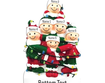 Personalized Christmas Ornament Family of 6, Family of six Personalized Christmas Ornament, Family with 4 kids, Ornament with Names
