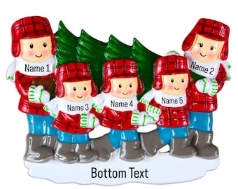 Personalized Christmas Ornament Family of 5, Family of Five Personalized Christmas Ornament, Family with 3 kids, Ornament with Names