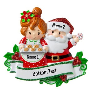 Personalized First Christmas Couple Ornament, Our 1st Christmas Custom Hand Personalized Christmas Gift, Mr and Mrs Santa as a Family of 2