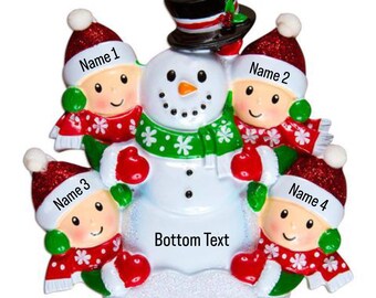 Personalized Christmas Ornament Family of 4, Family of Four Personalized Christmas Ornament, Family with 2 kids, Ornament with Names
