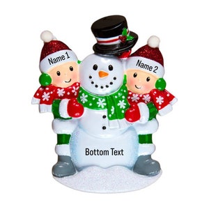 Personalized First Christmas Couple Ornament, Our 1st Christmas Custom Hand Personalized Christmas Gift, Building Snowman as a Family of 2