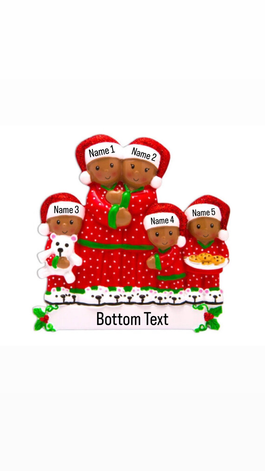 Personalized Family of 5 Christmas Ornament | African American Custom ...