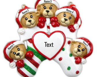 Personalized Christmas Ornament Family of 5, Family of Five Personalized Christmas Ornament, Family with 3 kids, Ornament with Names