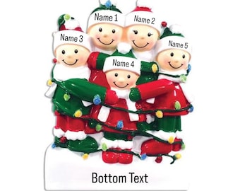 Personalized Christmas Ornament Family of 5, Family of Five Personalized Christmas Ornament, Family with 3 kids, Ornament with Names