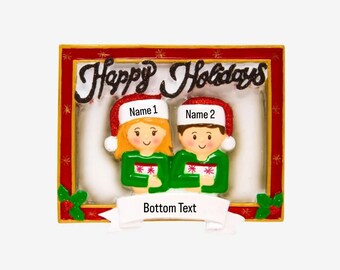 Personalized First Christmas Couple Ornament, Our 1st Christmas Custom Hand Personalized Christmas Gift, Christmas Tree as a Family of 2