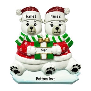 Personalized First Christmas Couple Ornament, Our 1st Christmas Custom Hand Personalized Christmas Gift, Building Snowman as a Family of 2