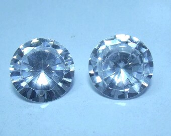 10mm Round Lab-Created CZ, Cubic Zirconia Gemstone, Colorless Loose Stone, Brilliant Cut Gem, Jewelry Making Supply, Diamond Simulant,