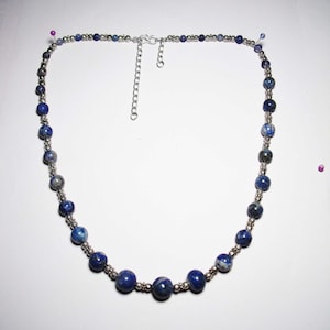 Lapis Lazuli Beaded Necklace: 20 inch Gemstone Jewelry