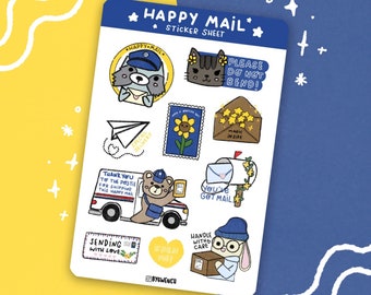 Happy Mail Sticker Sheet | bullet journal | stationery | crafts | scrapbook | pen pal | letters | Snail Mail Sticker | Vinyl | Waterproof